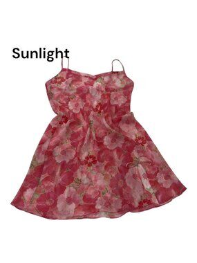 Murano Vintage 2YK Sleepwear Pink Floral Sheer Sexy Slip Dress Women SZ L